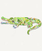 A large alligator silhouette filled with dozens of tiny green alligators and crocodiles enjoying humorous human activities.