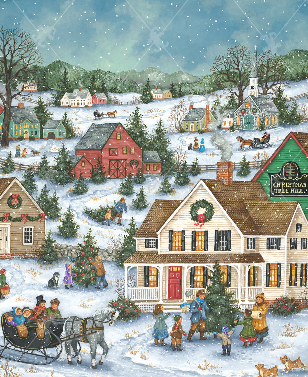 Christmas Tree Hill, a traditional puzzle - Stave Puzzles