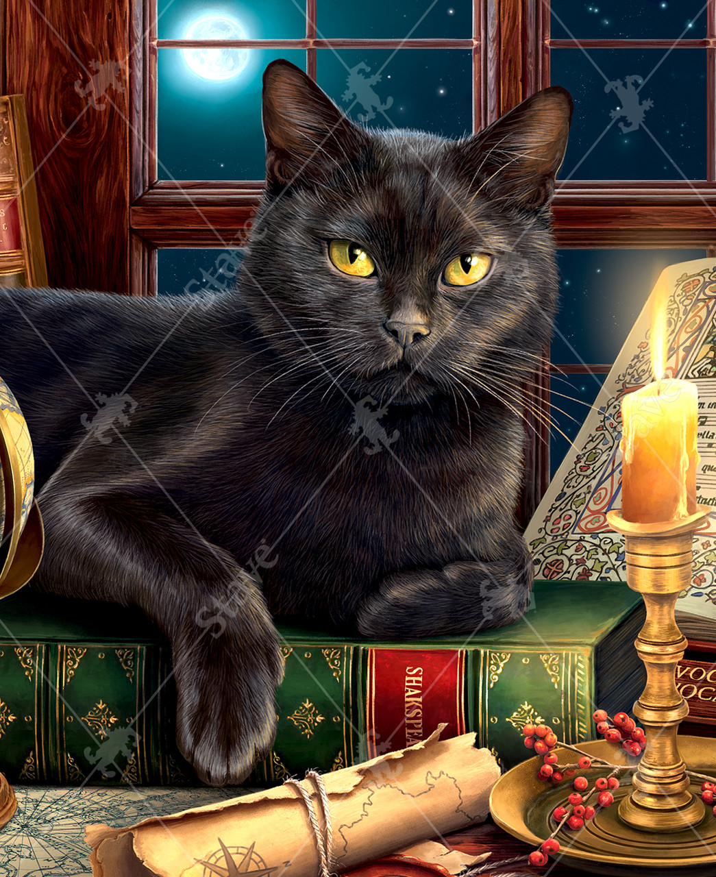 Black Cat In The Moonlight Jigsaw Puzzle | Stave Puzzles