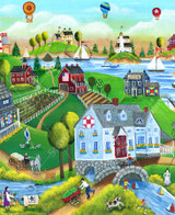 Village By The Sea With Hot Air Balloons 0