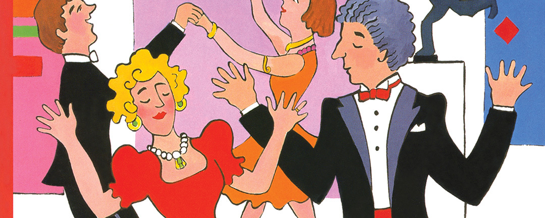 new yorker cover art of people dressed up dancing at a party