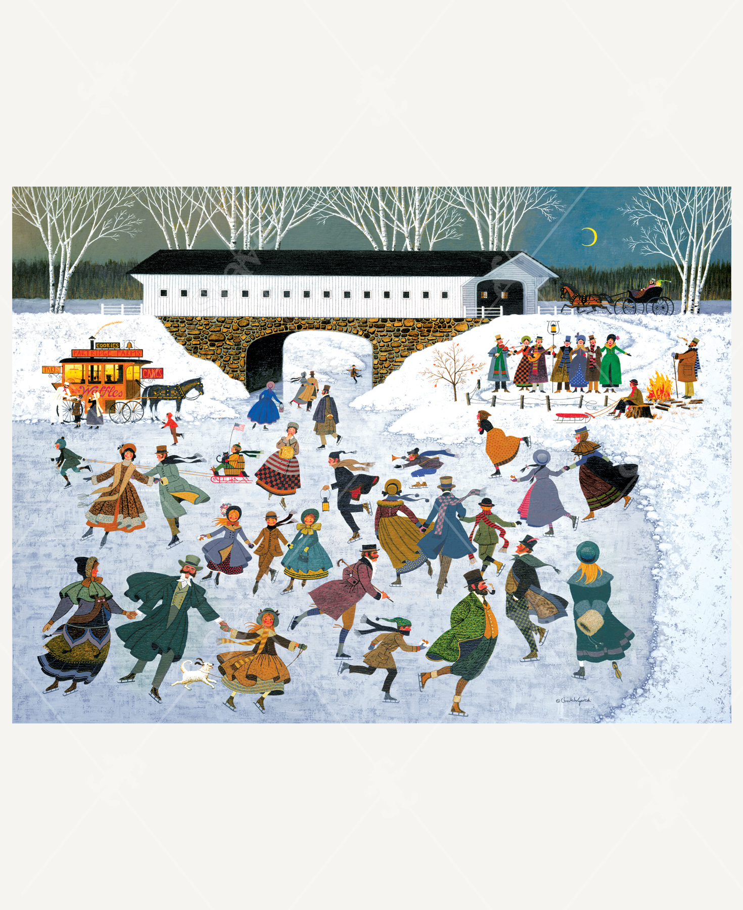 New England Skating Party Jigsaw Puzzle | Stave Puzzles