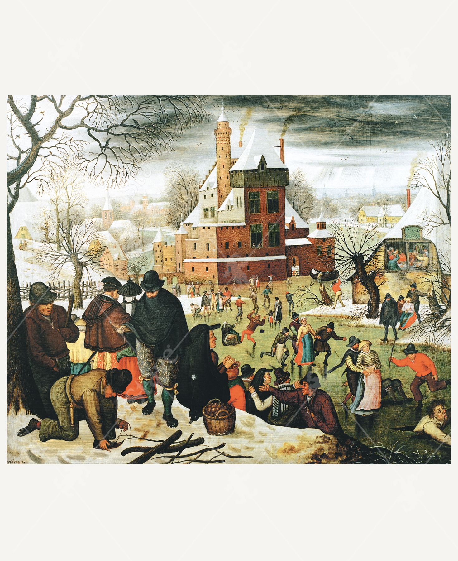 Townsfolk Skating On A Castle Moat_1