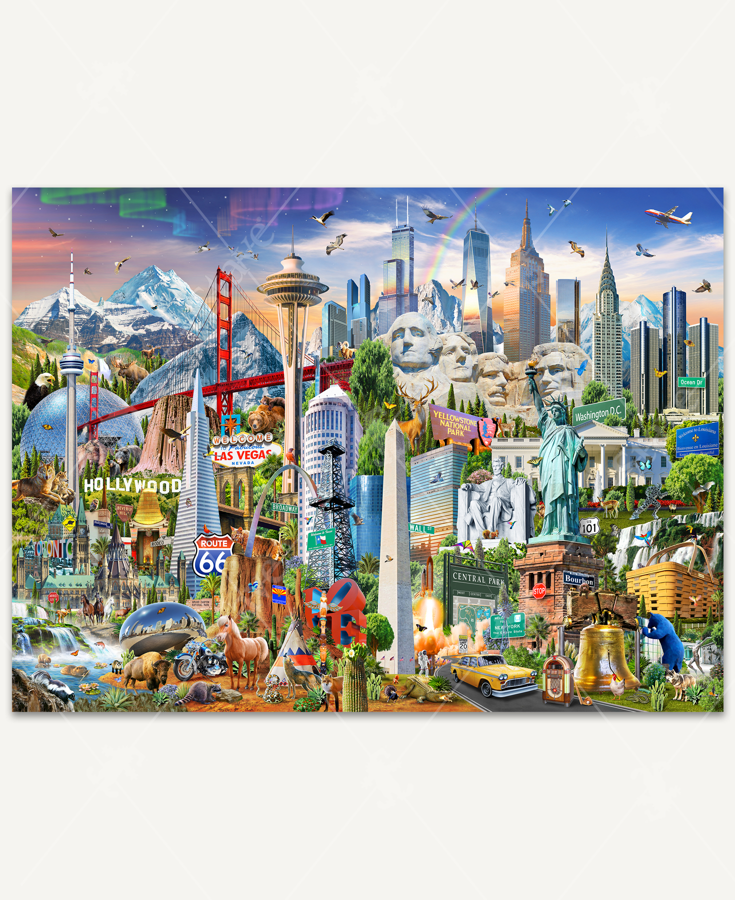 Landmarks Of The U.S. And Canada, a traditional puzzle - Stave Puzzles