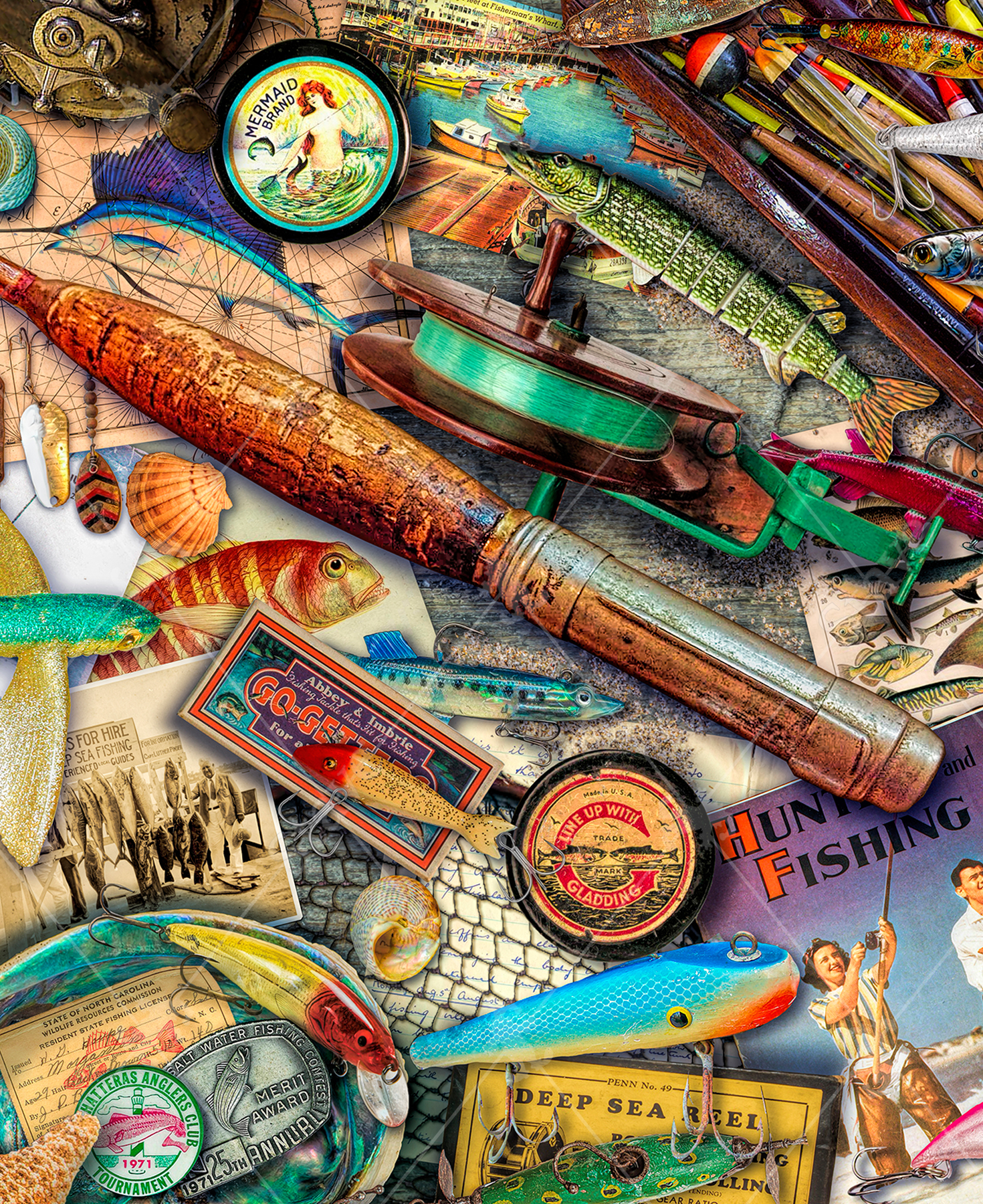 Vintage Saltwater Fishing, a traditional puzzle - Stave Puzzles