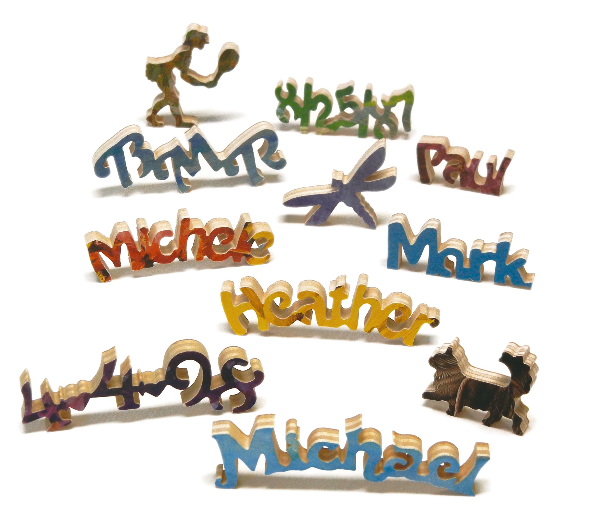 Names, Initials, and Dates Silhouette Shapes Example