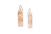 The Rita Earrings are single, hand-hammered rectangles. Each earring features its own unique contours. Rose gold plated over sterling silver. Nickel free. Handmade in Brooklyn, NYC
 The Rita Earrings are single, hand-hammered rectangles. Each earring features its own unique contours. Rose gold plated over sterling silver. Nickel free. Handmade in Brooklyn, NYC