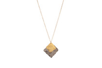 A bold combination of gold and gunmetal, the Big Sonya Necklace features one larger, hand-hammered square and a second smaller square linked together at a corner hanging on a chain.
Gold and gunmetal plated over sterling silver. Nickel free. Handmade in Brooklyn, NYC
 A bold combination of gold and gunmetal, the Big Sonya Necklace features one larger, hand-hammered square and a second smaller square linked together at a corner hanging on a chain.
Gold and gunmetal plated over sterling silver. Nickel free. Handmade in Brooklyn, NYC