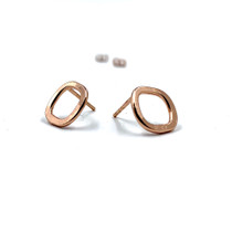 Rose gold plated square stud earrings by Shaya NYC
