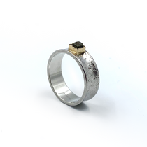 Concave Ring With Cube Rough Cut Diamond Concave Ring With Cube Rough Cut Diamond
