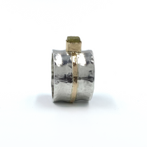 14K Gold & Sterling Silver Ring With a Cube Rough Cut Diamond 14K Gold & Sterling Silver Ring With a Cube Rough Cut Diamond