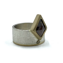 Rustic Orange Brownish Kite Natural Diamond Set in 14K Gold & Sterling Silver Ring Rustic Orange Brownish Kite Natural Diamond Set in 14K Gold & Sterling Silver Ring
