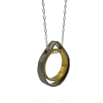 Circle Of Circle Teardrop With Ring Silver and Gold Necklace