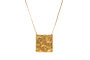 Box Necklace gold plated hammered statement pendant 