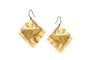 Two hand-hammered squares, one gently folding upwards, make a strong and elegant statement. Gold plated over sterling silver. Nickel free. Handmade in Brooklyn, NYC

