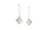 The simple hand-hammered squares of the Plaza Earrings dangle from a corner on extended ear wires. Effortless, casual style. Sterling silver. nickel free. Handmade in Brooklyn, NY.