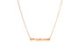 The Bar necklace features a delicate, hand-hammered, horizontal rectangle. Rose gold plated over sterling silver. Nickel free. Handmade in Brooklyn, NYC