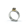 14K Gold & Sterling Silver Ring With a Cube Rough Cut Diamond