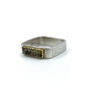 Square Ring With Two Raws Of Cube Rough Cut Diamonds