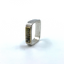 Square Ring With Two Raws Of Cube Rough Cut Diamonds