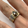 Orange Rustic Teardrop Natural Diamond Set in 14K & Sterling Silver Ring