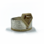 Rustic Orange Shield Natural Diamond Set in 14K Gold & Sterling Silver Ring