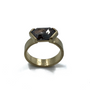 Shield Rose Cut Salt & Pepper Natural Diamond Set In 14K Gold Ring