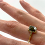 Rustic Green Natural Diamond Set in 14K Gold Ring