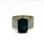  Dark Deep Blue Tourmaline Set in 14K Gold and Sterling Silver Ring With Gold Rim