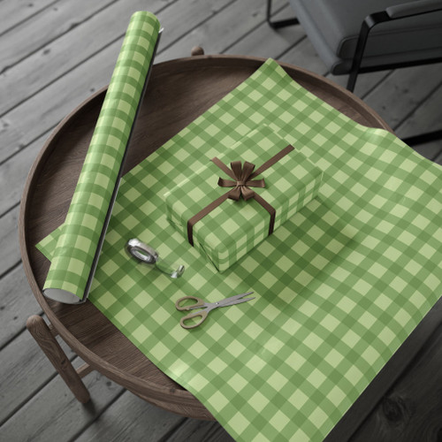 Muscat Green Color - Picnic Pattern - Glossy Wrapping Paper