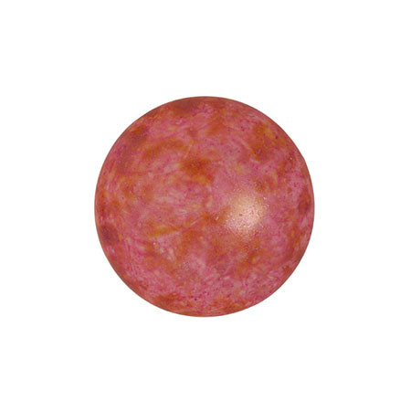 Cabochon Par Puca® 14mm - Opaque Rose Spotted - (1 Piece) Czech Glass Cab
