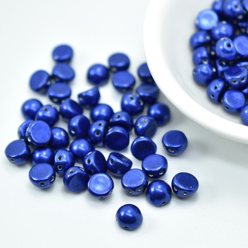 Cabochon 7mm 2-Hole ColorTrends Saturated Metallic Lapis Blue (25 beads)