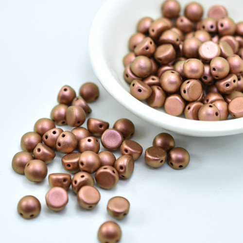 Cabochon 7mm 2-Hole Polychrome Copper Rose (25 beads)