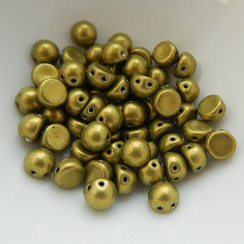 Cabochon 7mm 2-Hole (25 beads) Saturated Metallic Meadowlark Czech Glass Beads