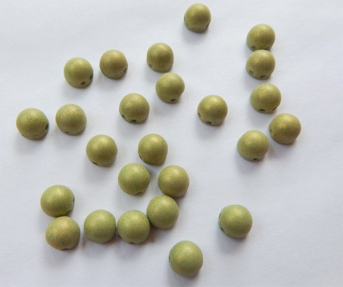 25 Beads - Cabochon 7mm 2-Hole Pacifica Acocado - Czech Glass