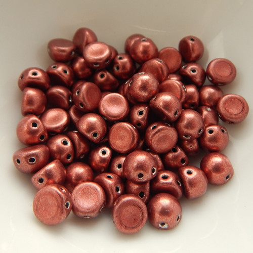 Cabochon 7mm 2-Hole (25 beads) Saturated Metallic Grenadine Czech Glass Beads