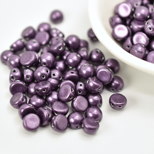 Cabochon 7mm 2-Hole (25 beads) Saturated Metallic Tawny Port CzechMates