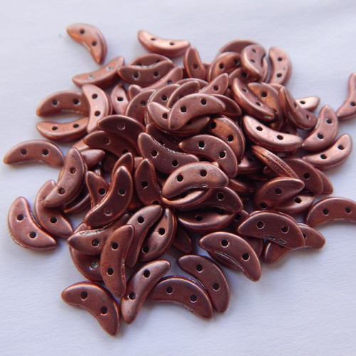 Crescent CzechMates 2-Hole Beads Saturated Metallic Light Copper - 30 Beads