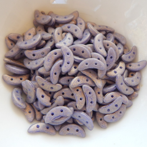 30 Beads - Crescent CzechMates 2-Hole Beads - Pacifica Elderberry - Czech Glass