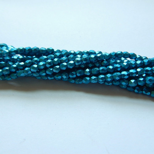 Firepolish 3mm (100 beads) Czech Glass Saturated Metallic Shaded Spruce