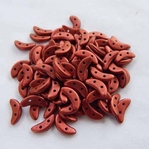 30 Beads - Crescent CzechMates 2-Hole Beads Matte Metallic Lava