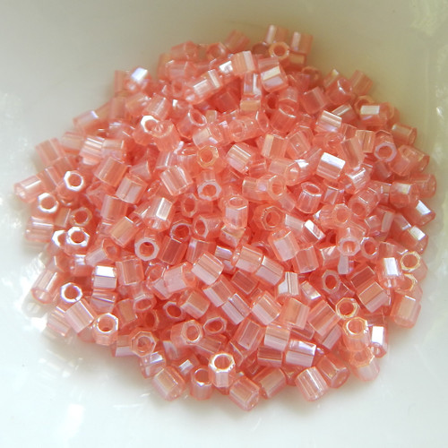 8/o Hex Cut Delica 5grams Transparent Pink Luster Miyuki Glass Seed Beads No. 106