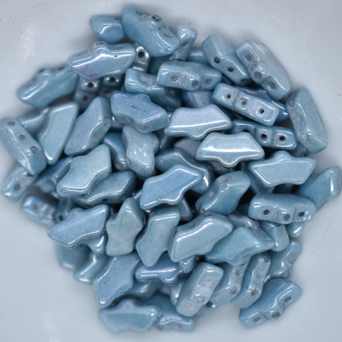 15 Beads - Delos® par Puca® Paris - Opaque Blue Ceramic Look - Czech Glass