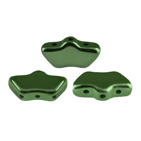 15 Beads - Delos® par Puca® Paris - Metallic Green - Czech Glass