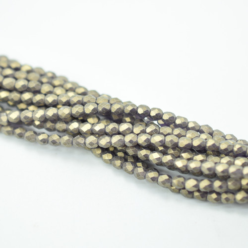 50 Beads - Fire Polished 4mm - Sueded Gold Tanzanite - Czech Glass