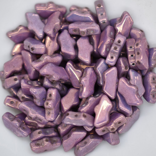 15 Beads - Delos® par Puca® Paris - Opaque Mix Amethyst Gold Ceramic Look - Czech Glass