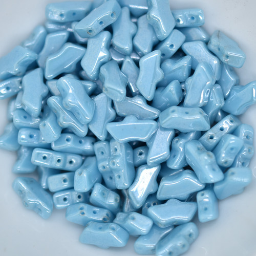 15 Beads - Delos® par Puca® Paris - Opaque Aqua Luster - Czech Glass