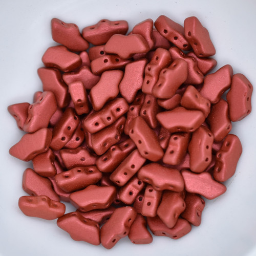 15 Beads - Delos® par Puca® Paris - Red Metallic Matte - Czech Glass