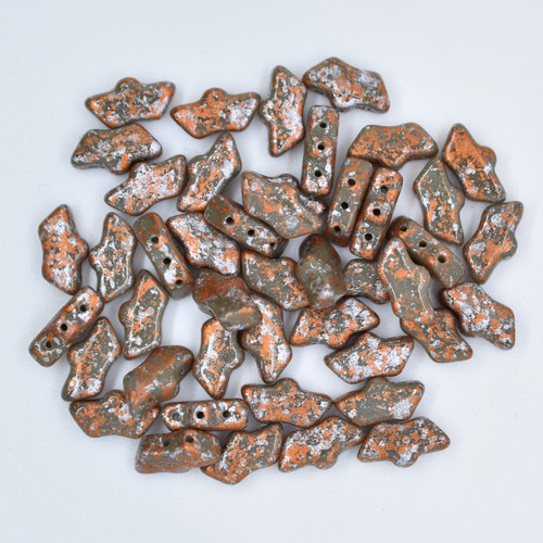 15 Beads - Delos® par Puca® Paris - Opaque Dark Grey Tweedy - Czech Glass