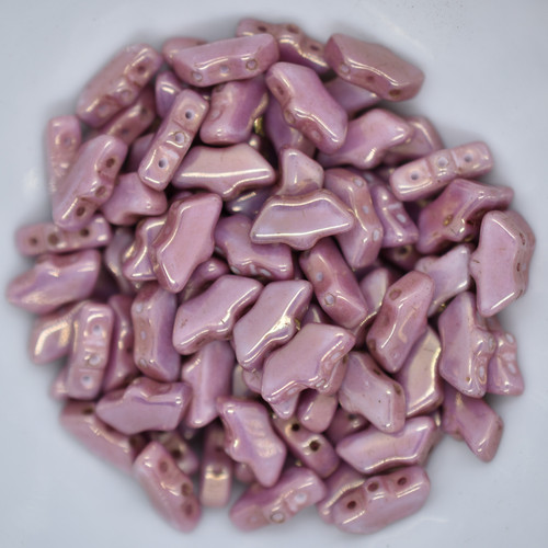 15 Beads - Delos® par Puca® Paris - Opaque Mix Violet Gold Ceramic Look - Czech Glass
